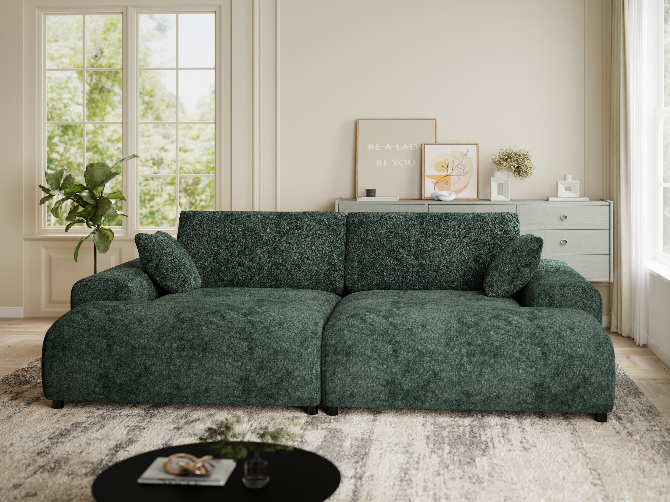 Canapea dumonde cu sezut confortabil din spuma HR, Hudson Euphoria Verde 237x144 cm