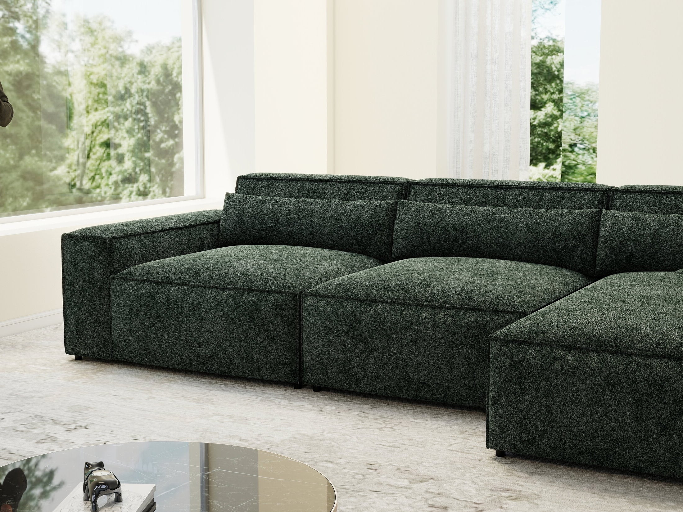 Colțar dumonde cu sezut confortabil din spuma HR, Marvelo XL Euphoria Verde 366x175 cm II