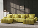 Colțar extensibil dumonde cu ladă de depozitare si sezut confortabil din spuma HR, Berlin U Enjoy Verde 380x180 cm Fabrica