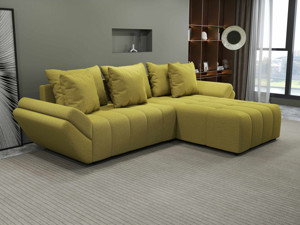 Colțar extensibil dumonde cu ladă de depozitare si sezut confortabil din spuma HR, Berlin Enjoy Verde 280x185 cm II Fabrica