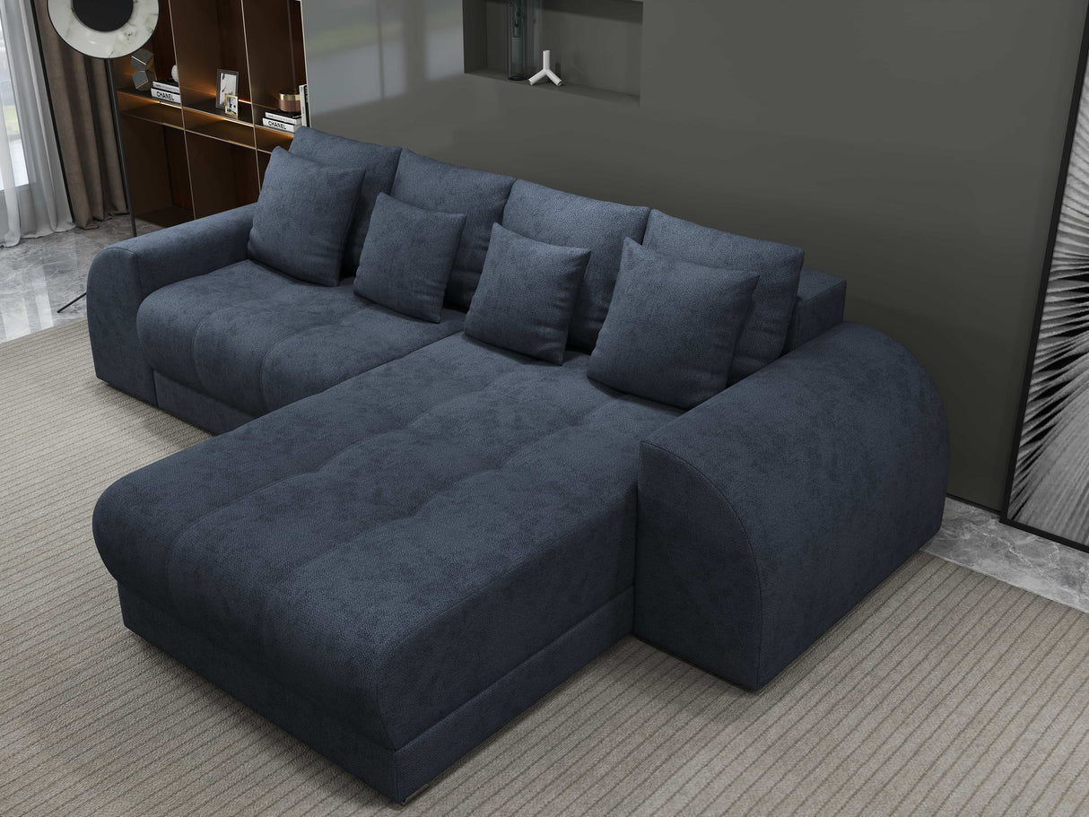 Colțar extensibil dumonde cu ladă de depozitare si sezut confortabil din spuma HR, Verona Enjoy Gri Antracit II 290x185 cm Fabrica