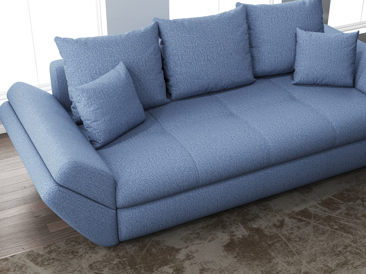 Canapea extensibilă dumonde cu ladă de depozitare si sezut confortabil din spuma HR, Loana Blue 250x100 cm Fabrica