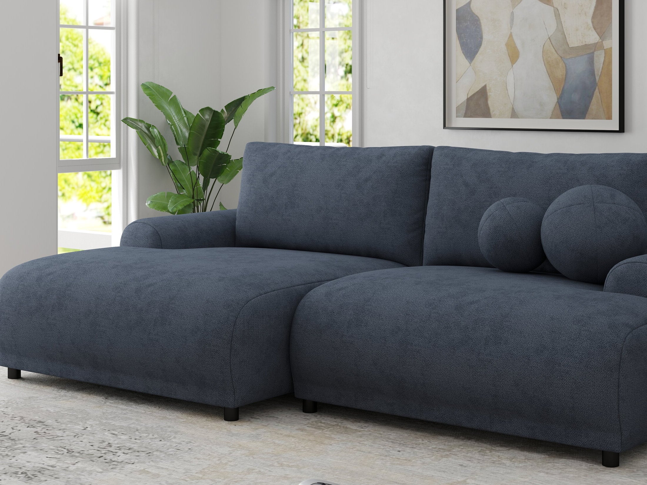 Colțar extensibil dumonde cu ladă de depozitare și șezut confortabil din spumă HR, Carlo Enjoy Antracit 240x145 cm