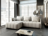 Colțar extensibil dumonde cu ladă de depozitare si sezut confortabil din spuma HR, Malta Beige 235x185 cm Fabrica