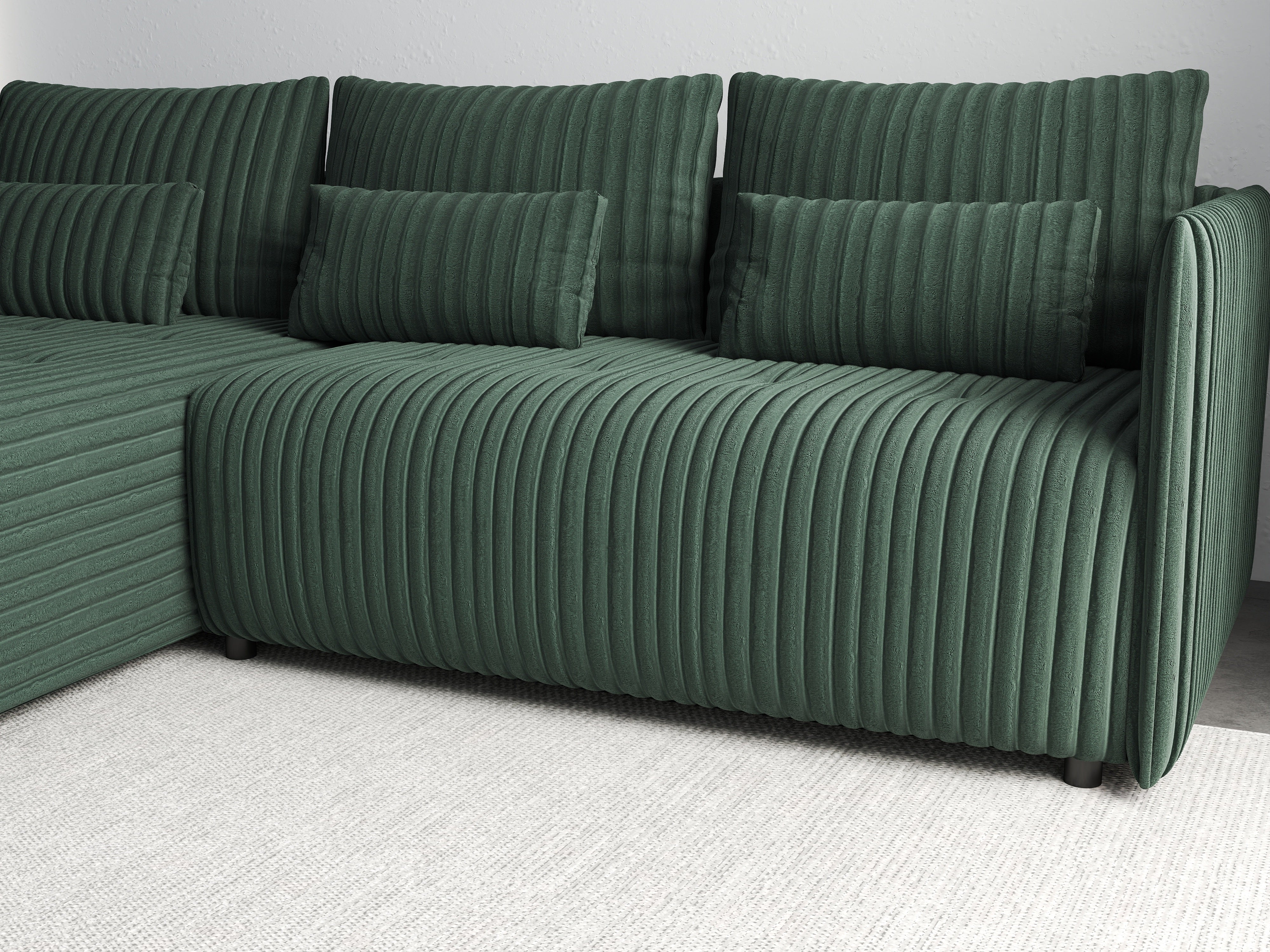 Colțar extensibil dumonde cu ladă de depozitare si sezut confortabil din spuma HR, Malta Ambience Verde II 235x185 cm Fabrica