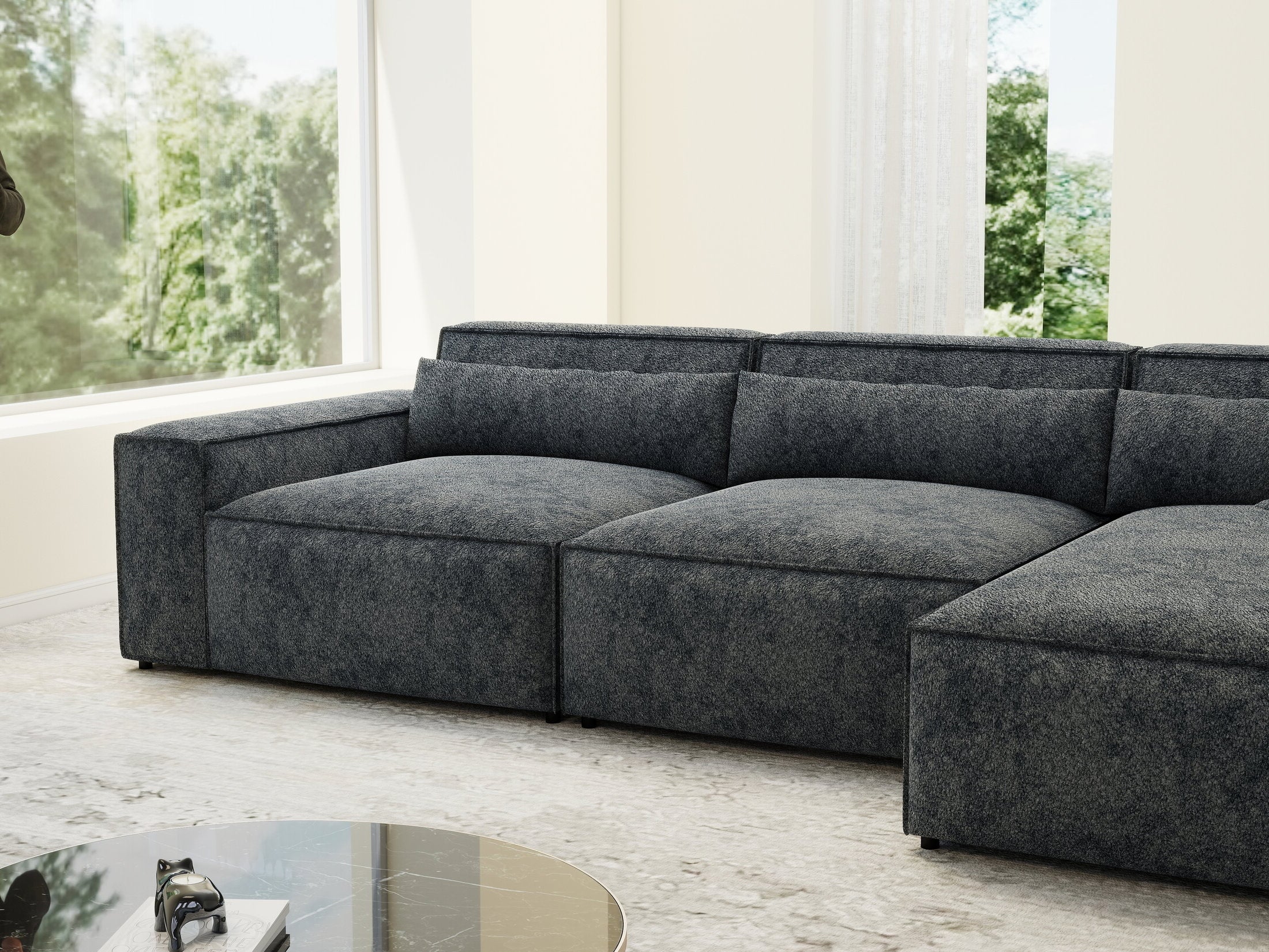 Colțar dumonde cu sezut confortabil din spuma HR, Marvelo XL Euphoria Gri Grafit 366x175 cm II