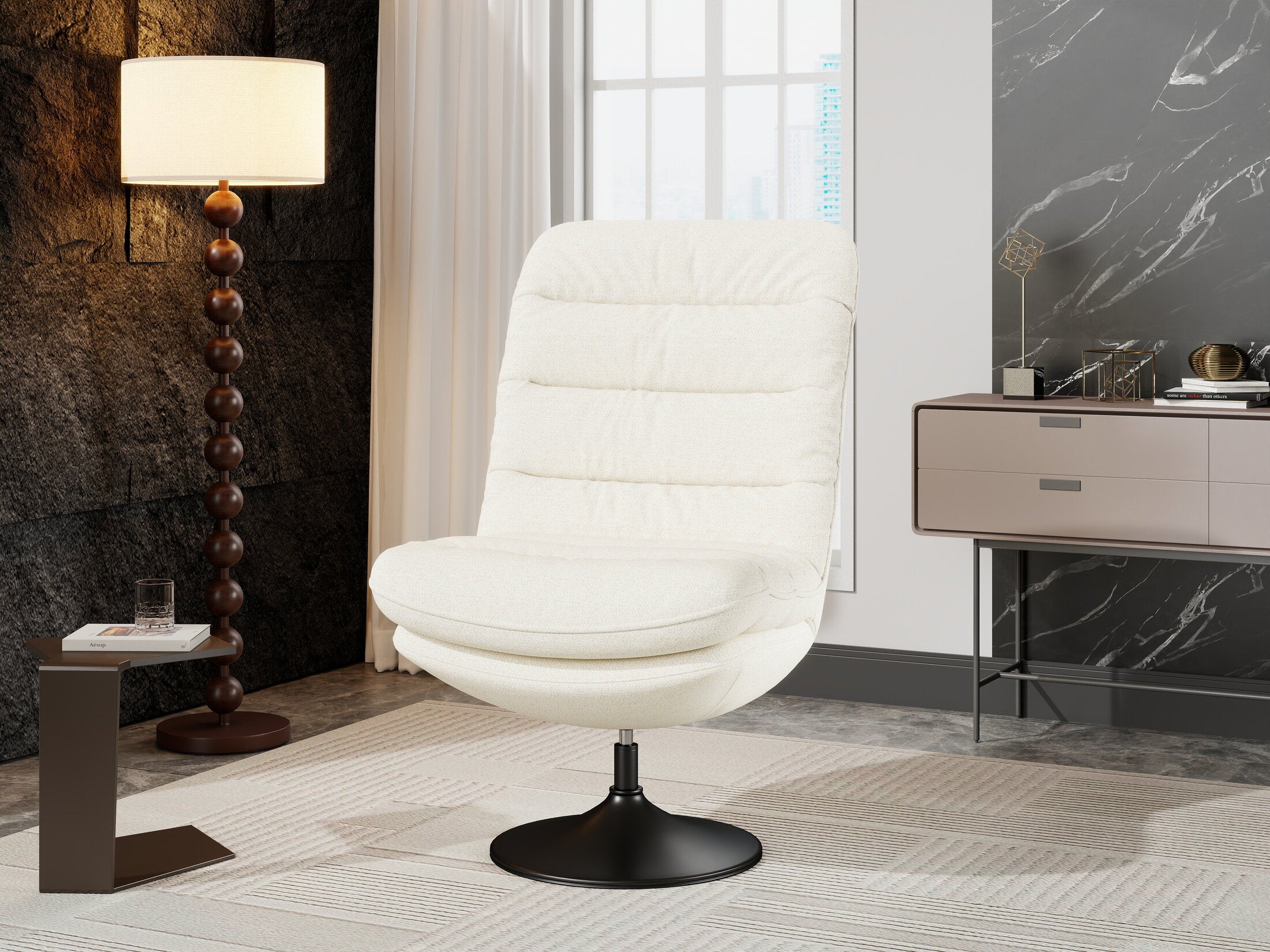 Fotoliu dumonde tapitat Bej modern Cortéz 77x83cm