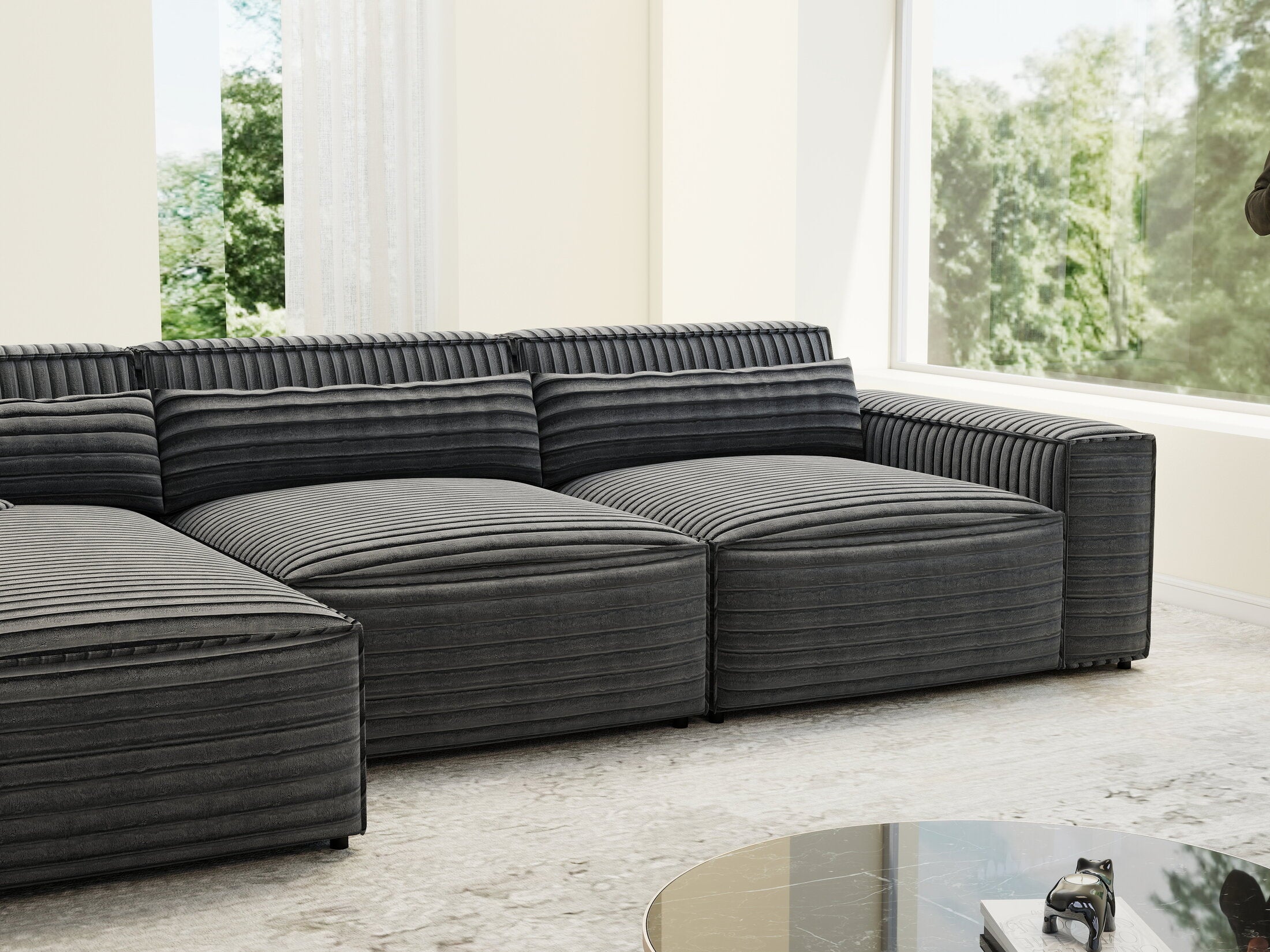 Colțar dumonde cu sezut confortabil din spuma HR, Marvelo XL Ambience Gri 366x175 cm