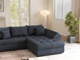 Colțar extensibil dumonde cu ladă de depozitare si sezut confortabil din spuma HR, Loana Antracit II 270x185 cm Fabrica
