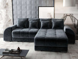 Colțar extensibil dumonde cu ladă de depozitare si sezut confortabil din spuma HR, Verona Euphoria Gri Grafit II 290x185 cm Fabrica