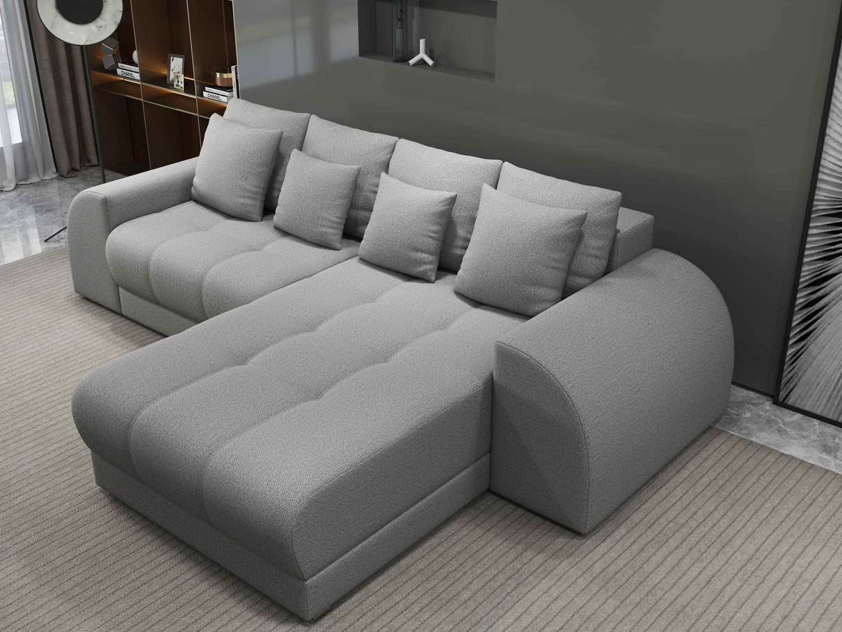 Colțar extensibil dumonde cu ladă de depozitare si sezut confortabil din spuma HR, Verona Enjoy Gri II 290x185 cm Fabrica
