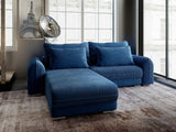 Colțar extensibil dumonde cu ladă de depozitare si sezut confortabil din spuma HR, Denver Zoom Albastru 275x185 cm Fabrica