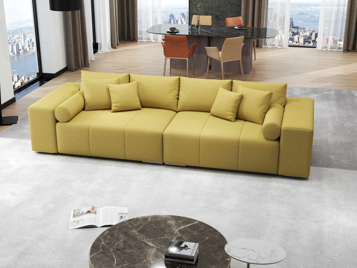 Canapea extensibilă dumonde cu ladă de depozitare si sezut confortabil din spuma HR, Marbela Enjoy Melon XXL 295x100 cm fabrica