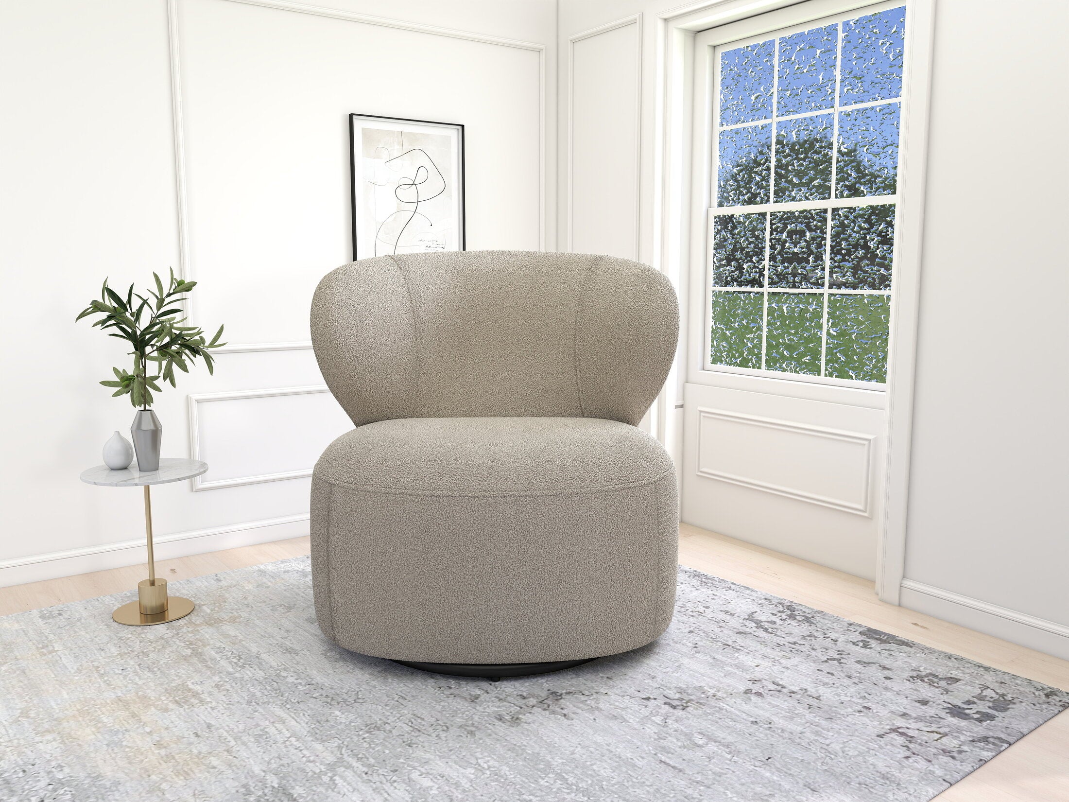 Fotoliu dumonde tapitat Bej modern Monza 73x76cm