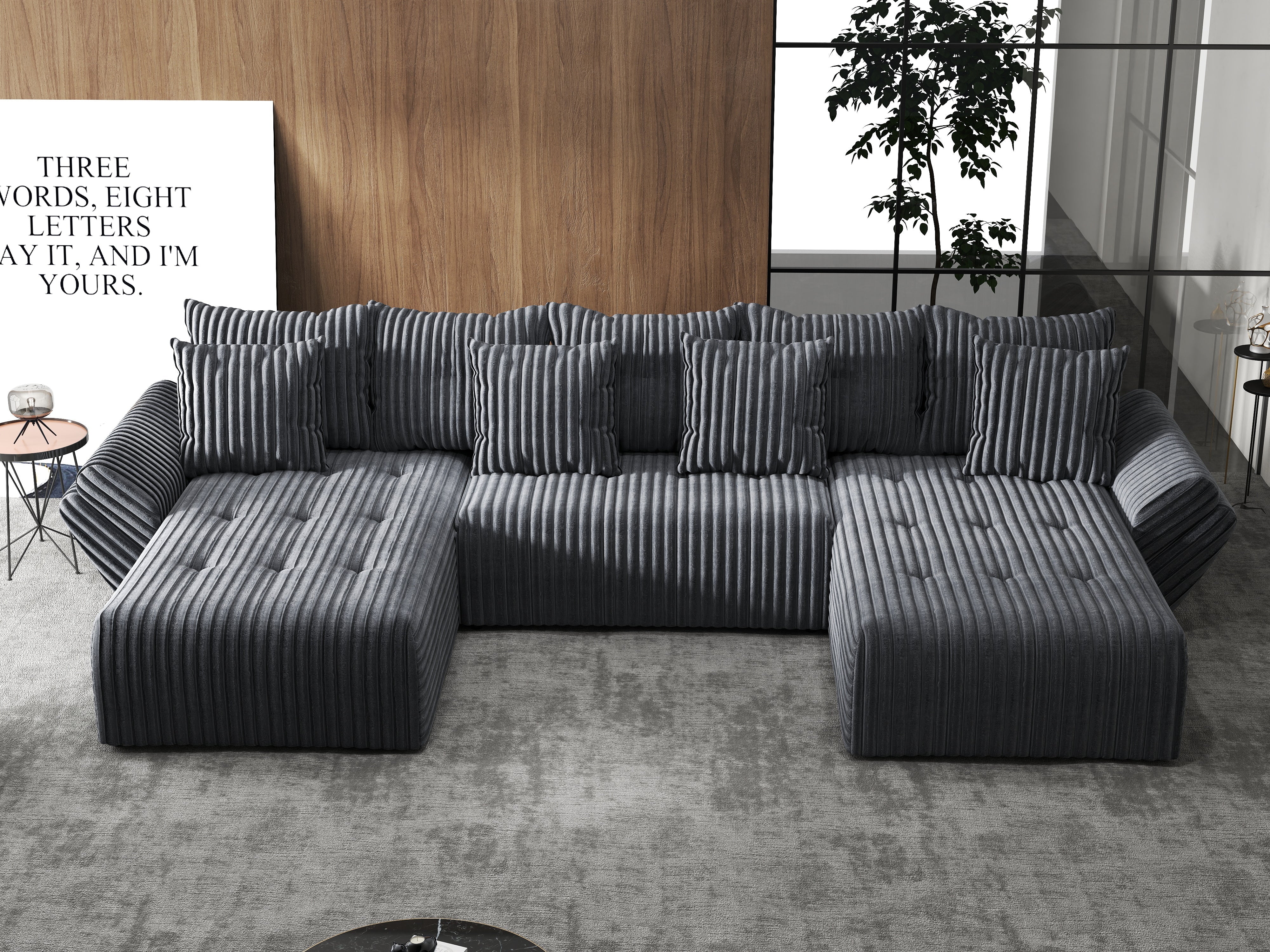 Colțar extensibil dumonde cu ladă de depozitare si sezut confortabil din spuma HR, Berlin U Gri Ambience 380x180 cm Fabrica