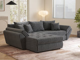 Colțar extensibil dumonde cu ladă de depozitare si sezut confortabil din spuma HR, Loana Gri Ambience 270x185 cm Fabrica