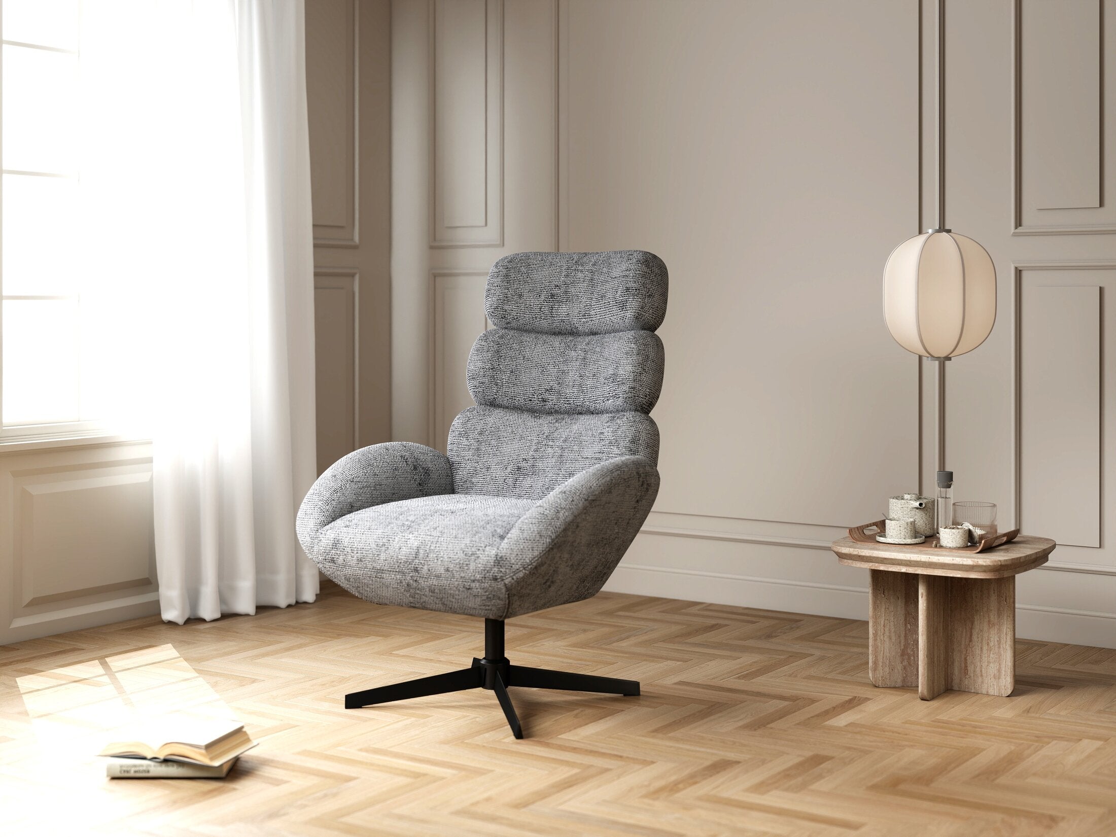 Fotoliu dumonde tapitat Gri modern Zaffiro 75x83cm