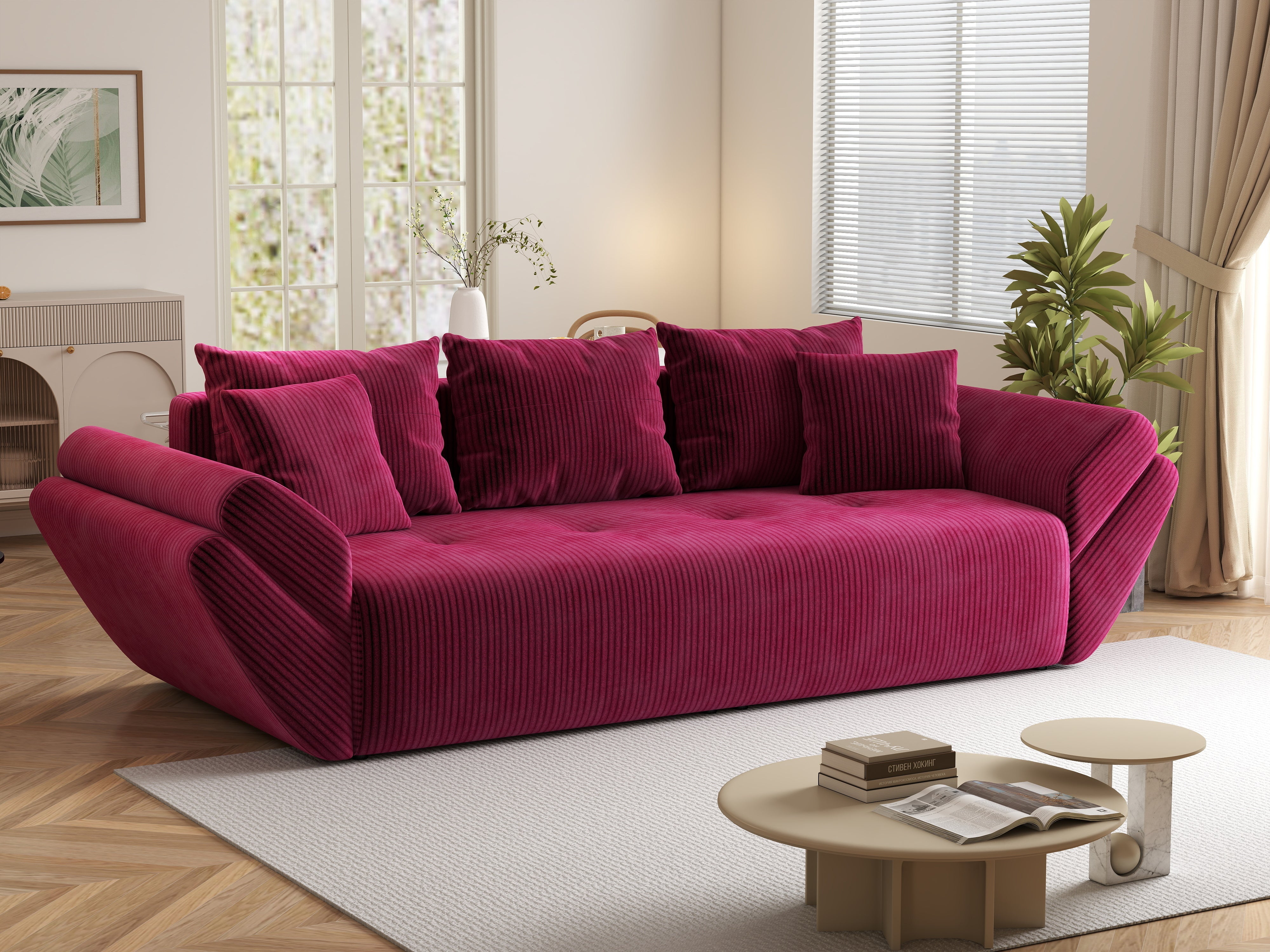 Canapea extensibilă dumonde cu ladă de depozitare si sezut confortabil din spuma HR, Berlin Zoom Red 250x100 cm Fabrica