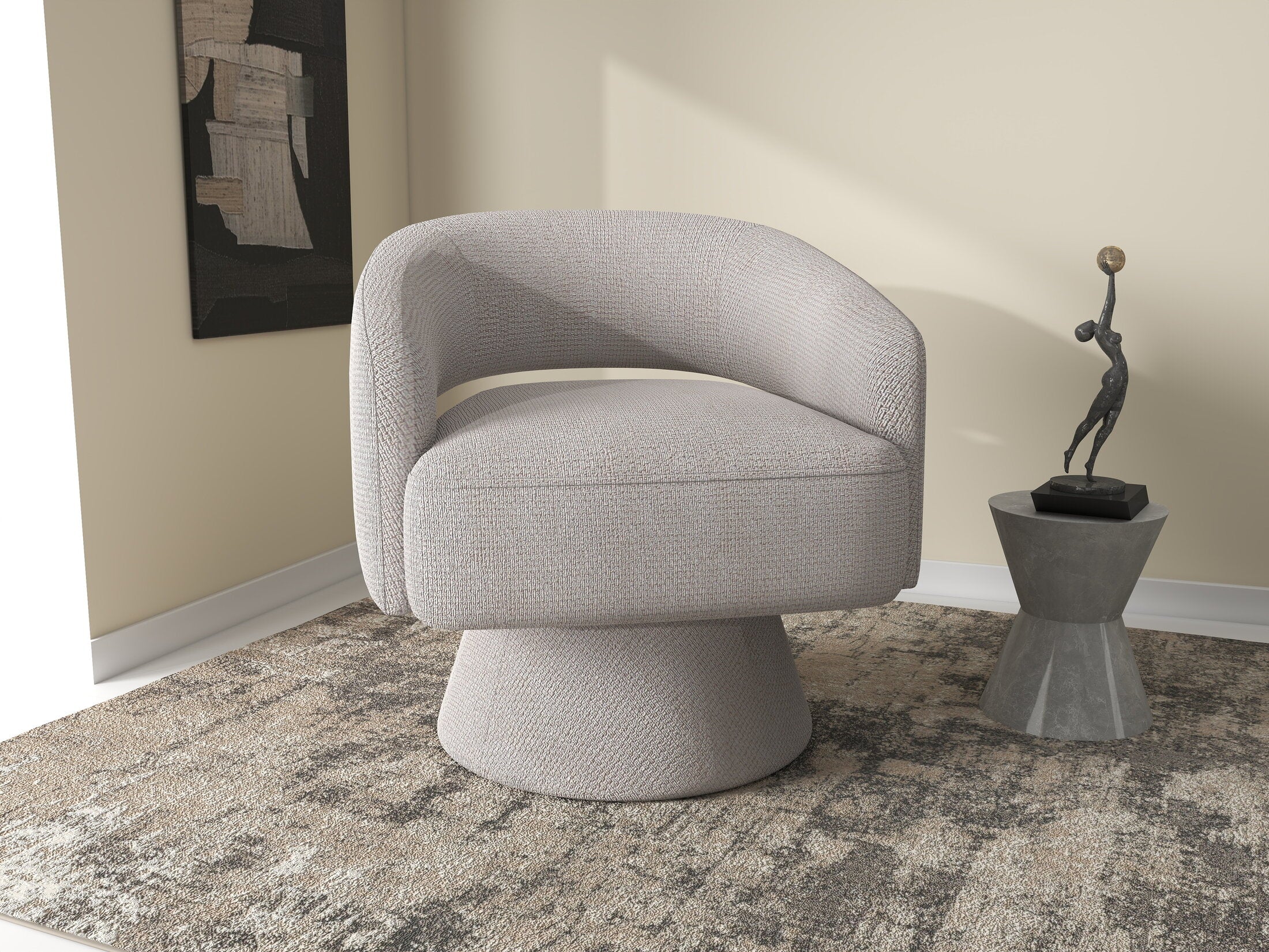 Fotoliu dumonde tapitat Bej modern Solenne 71x68cm