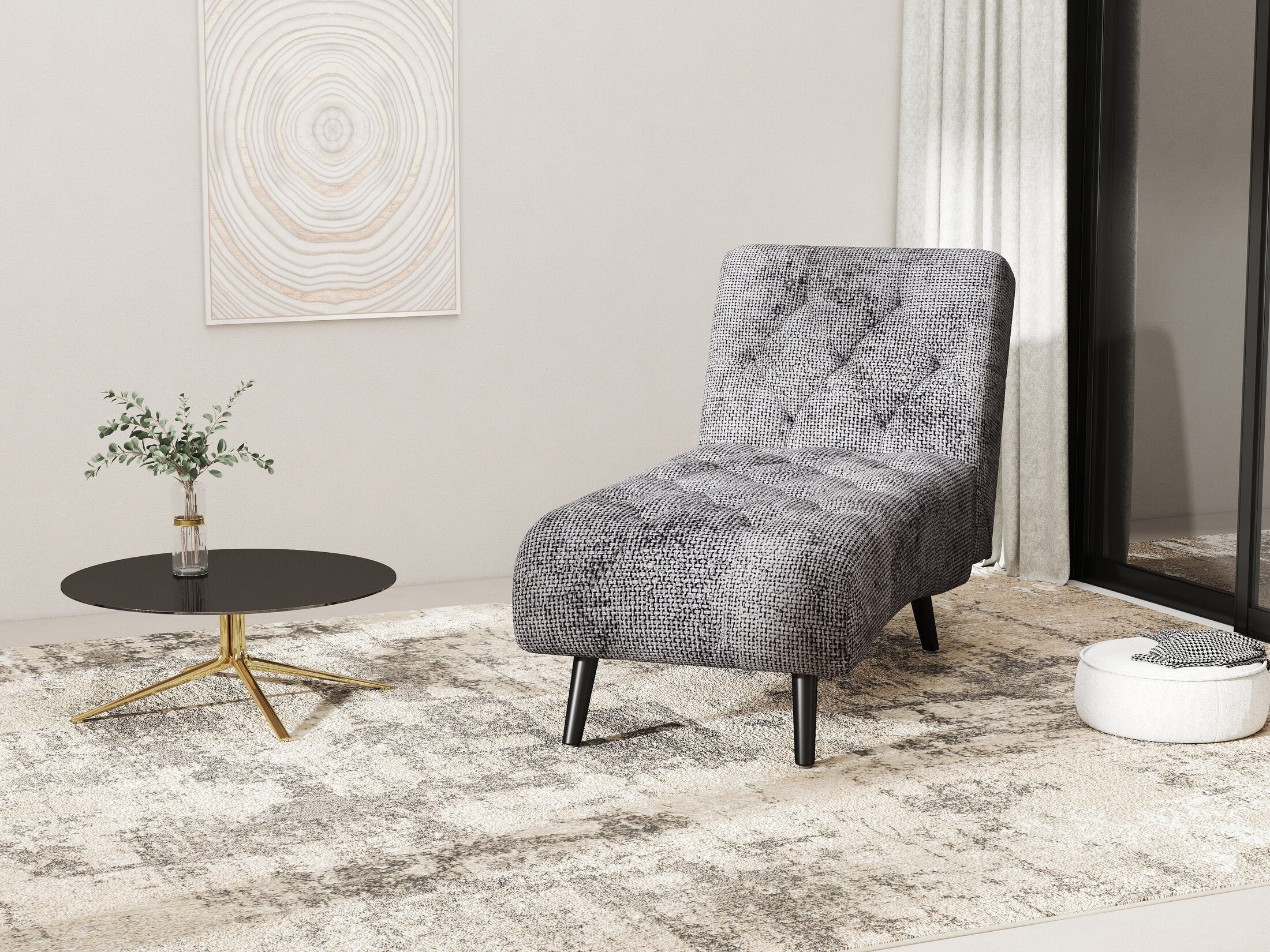 Fotoliu dumonde tapitat Gri modern Armoné 65x146cm