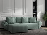 Colțar extensibil dumonde cu ladă de depozitare si sezut confortabil din spuma HR, Berlin Ambience Verde Mint 280x185 cm Fabrica