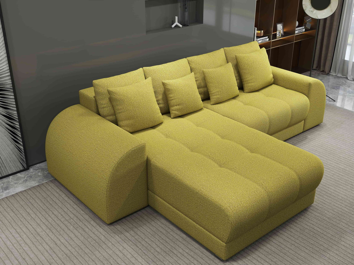 Colțar extensibil dumonde cu ladă de depozitare si sezut confortabil din spuma HR, Verona Enjoy Verde 290x185 cm Fabrica
