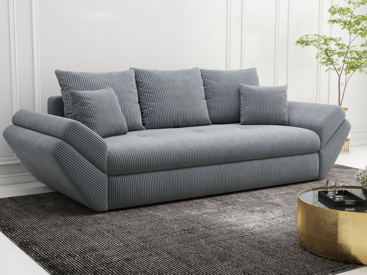 Canapea extensibilă dumonde cu ladă de depozitare si sezut confortabil din spuma HR, Loana Zoom Grey Mint 250x100 cm Fabrica