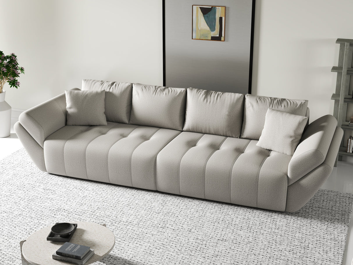 Canapea extensibilă dumonde cu ladă de depozitare si sezut confortabil din spuma HR, Berlin Beige 300x100 cm Fabrica