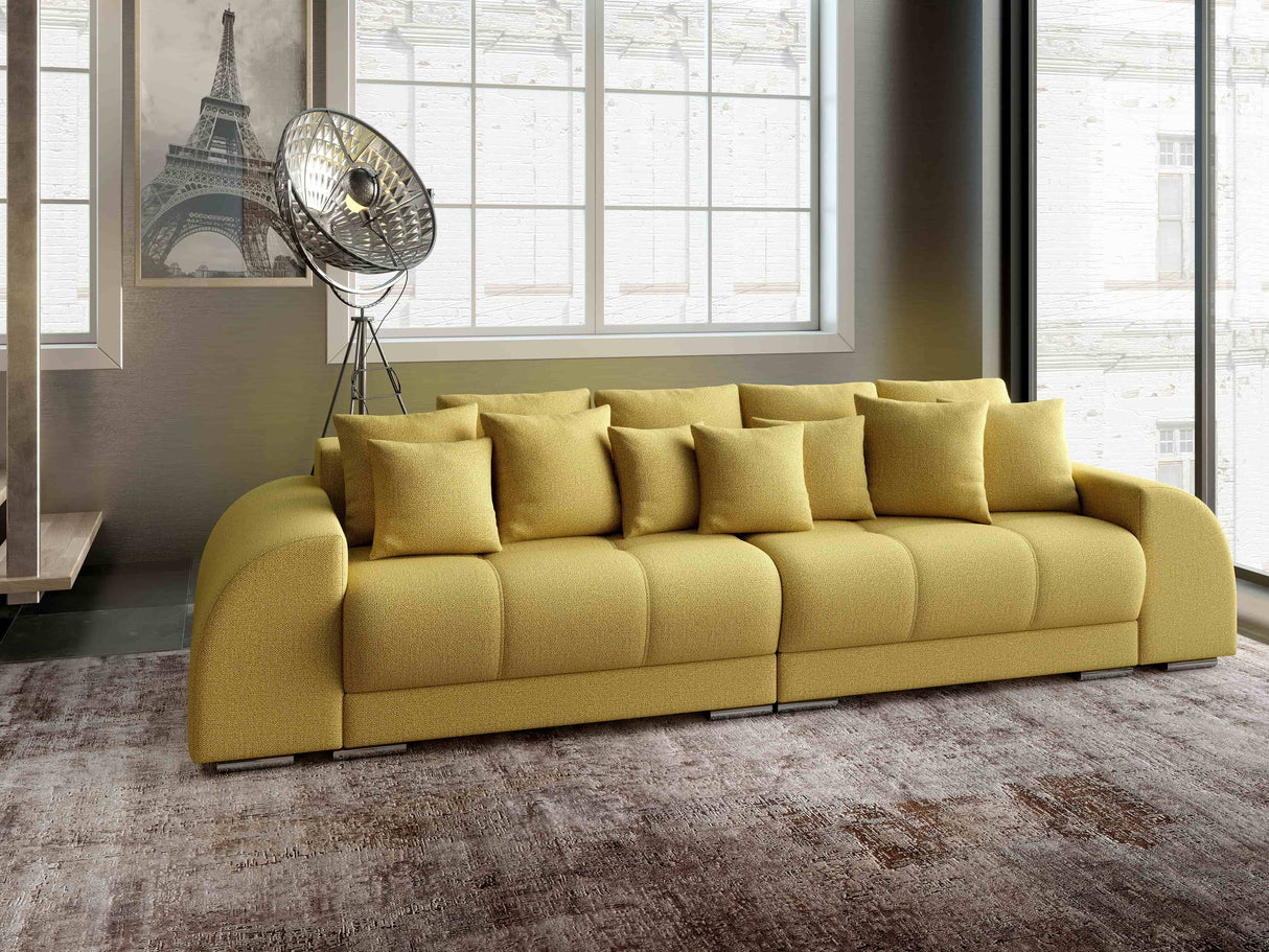 Canapea extensibilă dumonde cu 2 lăzi de depozitare si sezut confortabil din spuma HR, Big Sofa Verona Enjoy Lux Melon 310x100 cm Fabrica