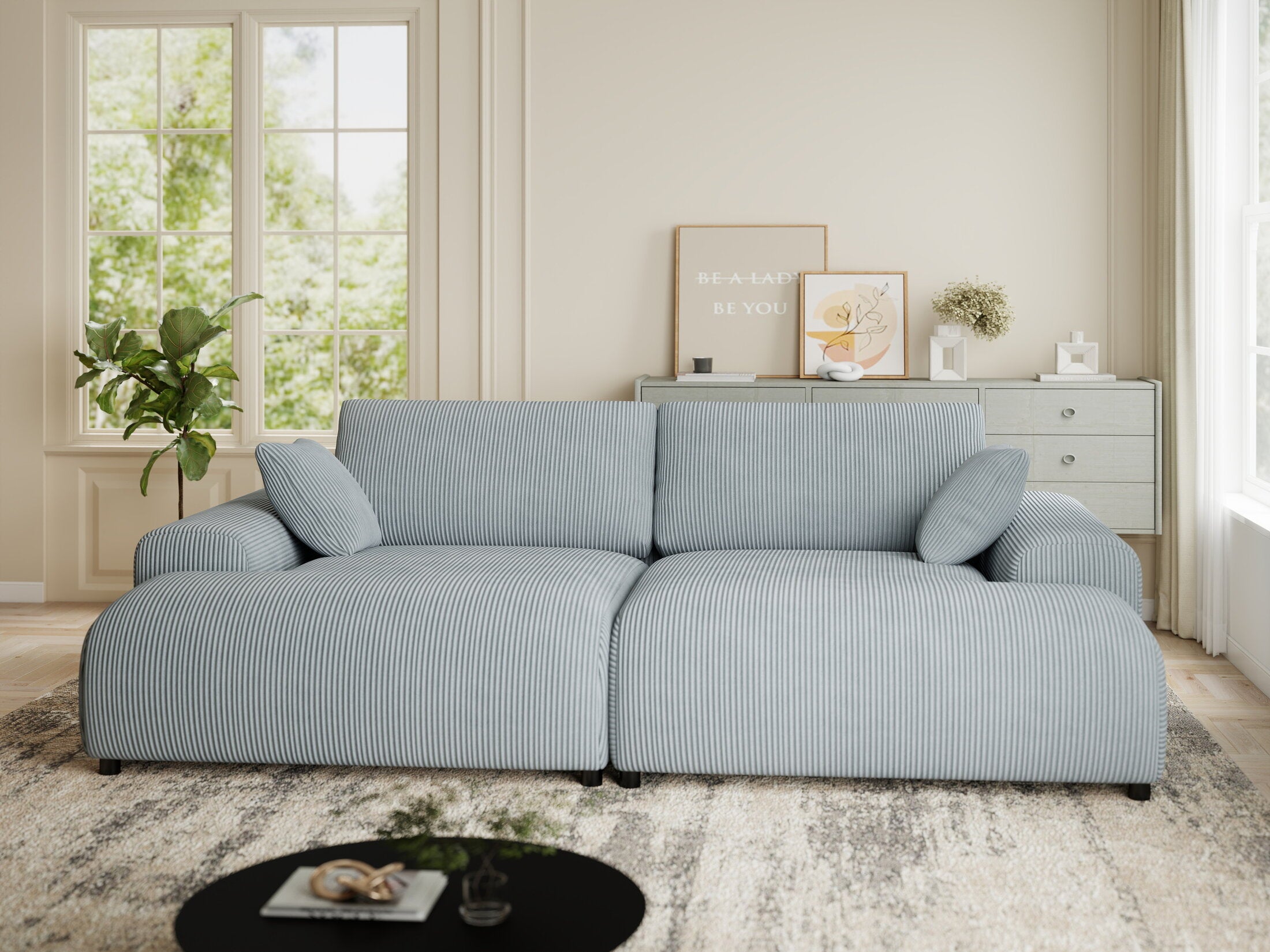 Canapea dumonde cu sezut confortabil din spuma HR, Hudson Zoom Gri Mint 237x144 cm