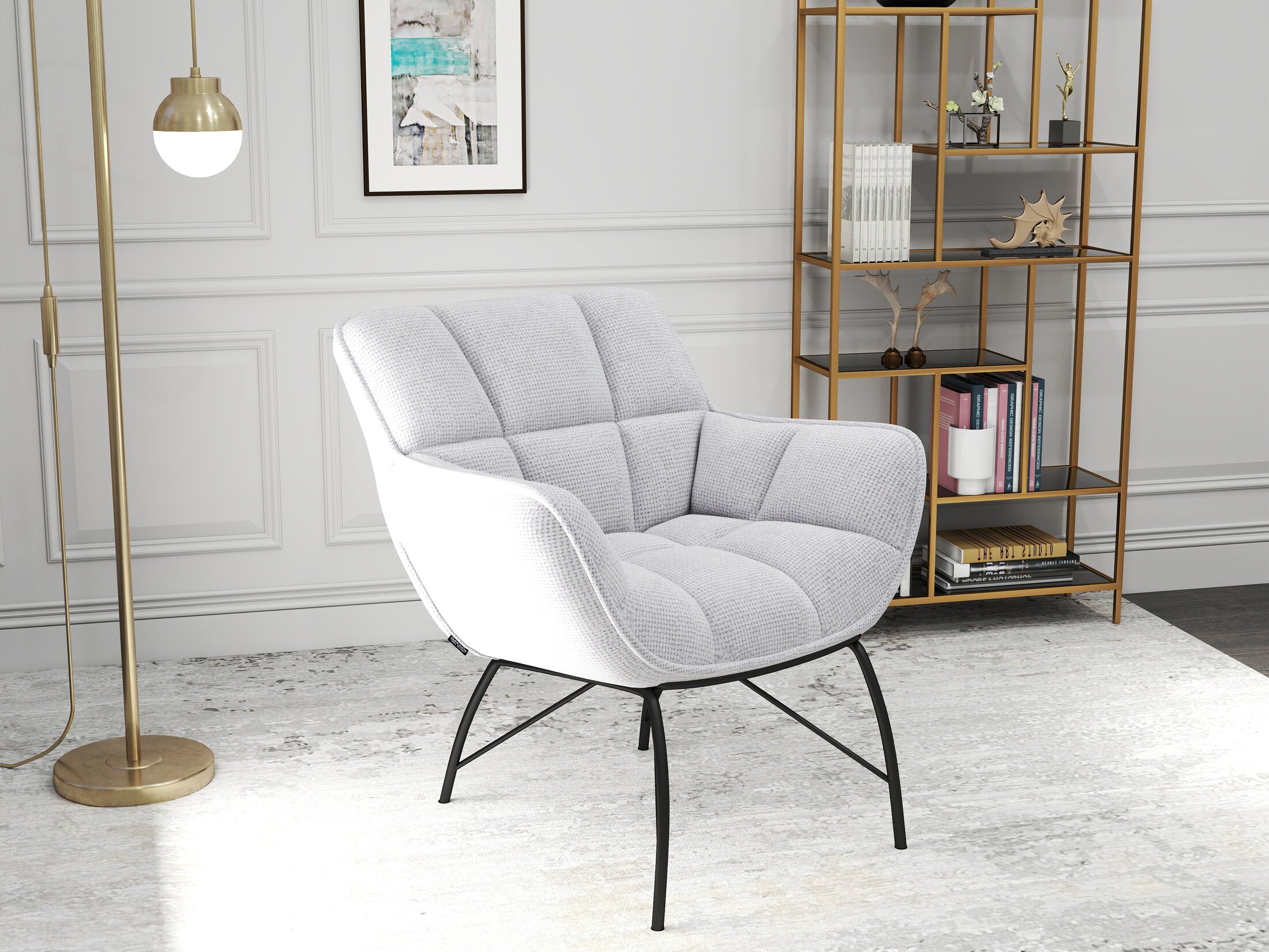 Fotoliu dumonde tapitat Gri modern Sienna 72x79cm