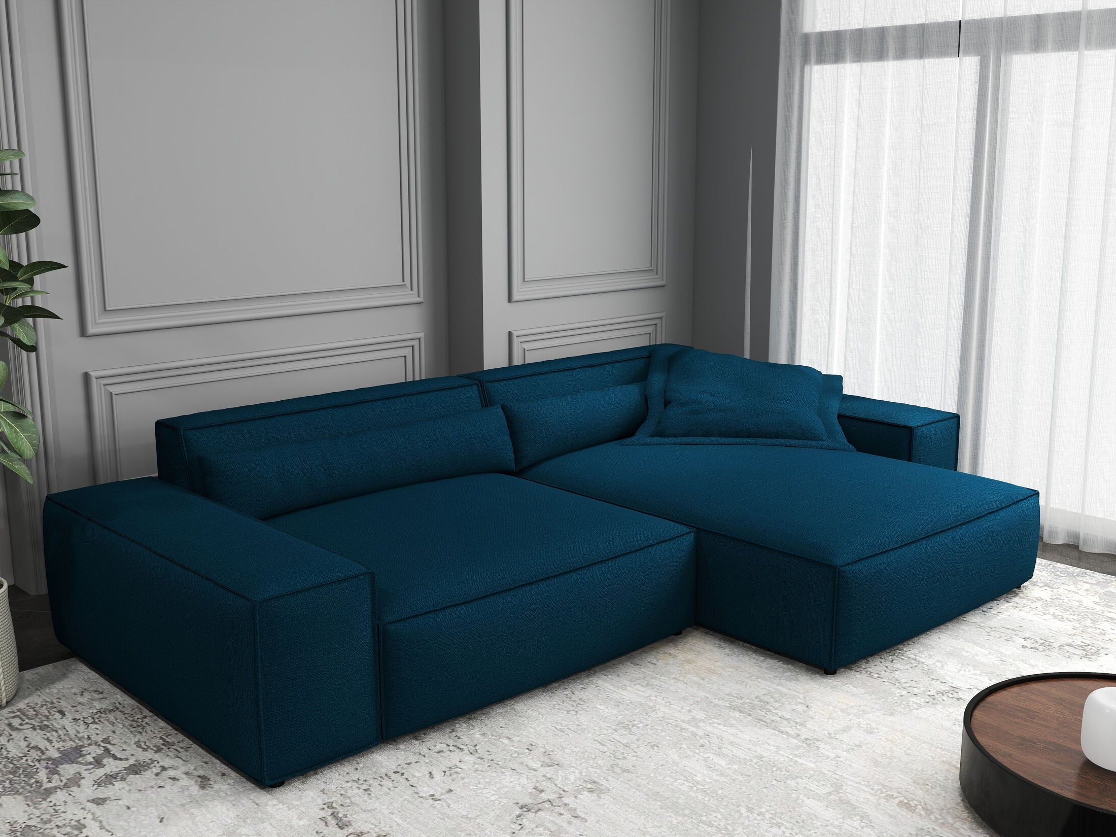 Colțar dumonde cu șezut confortabil din spumă HR, Marvelo Enjoy Verde Petrol 264x175 cm II