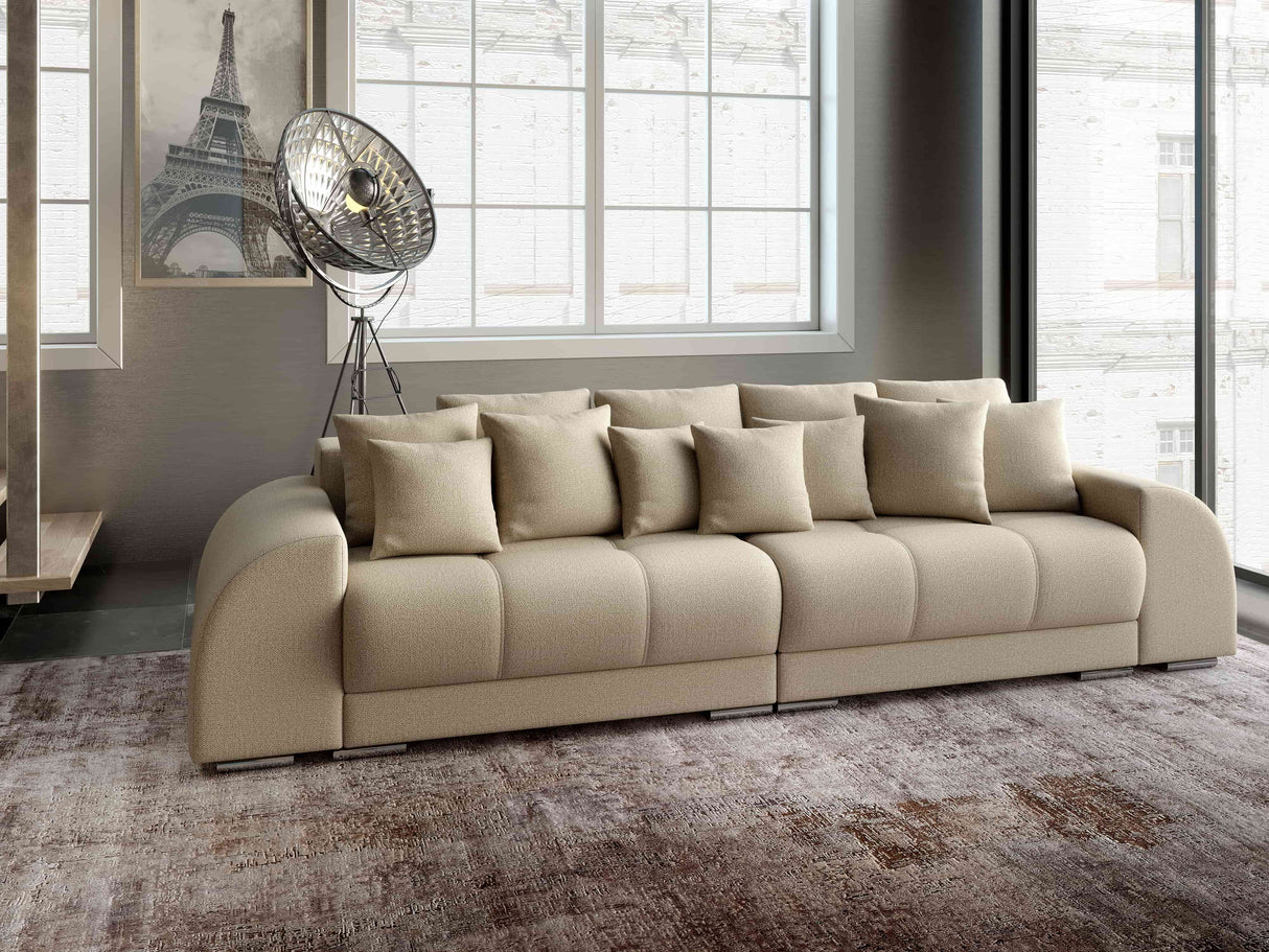 Canapea extensibilă dumonde cu 2 lăzi de depozitare si sezut confortabil din spuma HR, Big Sofa Verona Enjoy Lux 02 Beige 310x100 cm Fabrica
