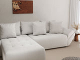 Colțar extensibil dumonde cu ladă de depozitare si sezut confortabil din spuma HR, Berlin Zoom Pearl 280x185 cm Fabrica