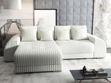 Colțar extensibil dumonde cu ladă de depozitare si sezut confortabil din spuma HR, Verona Ambience Alb 290x185 cm Fabrica