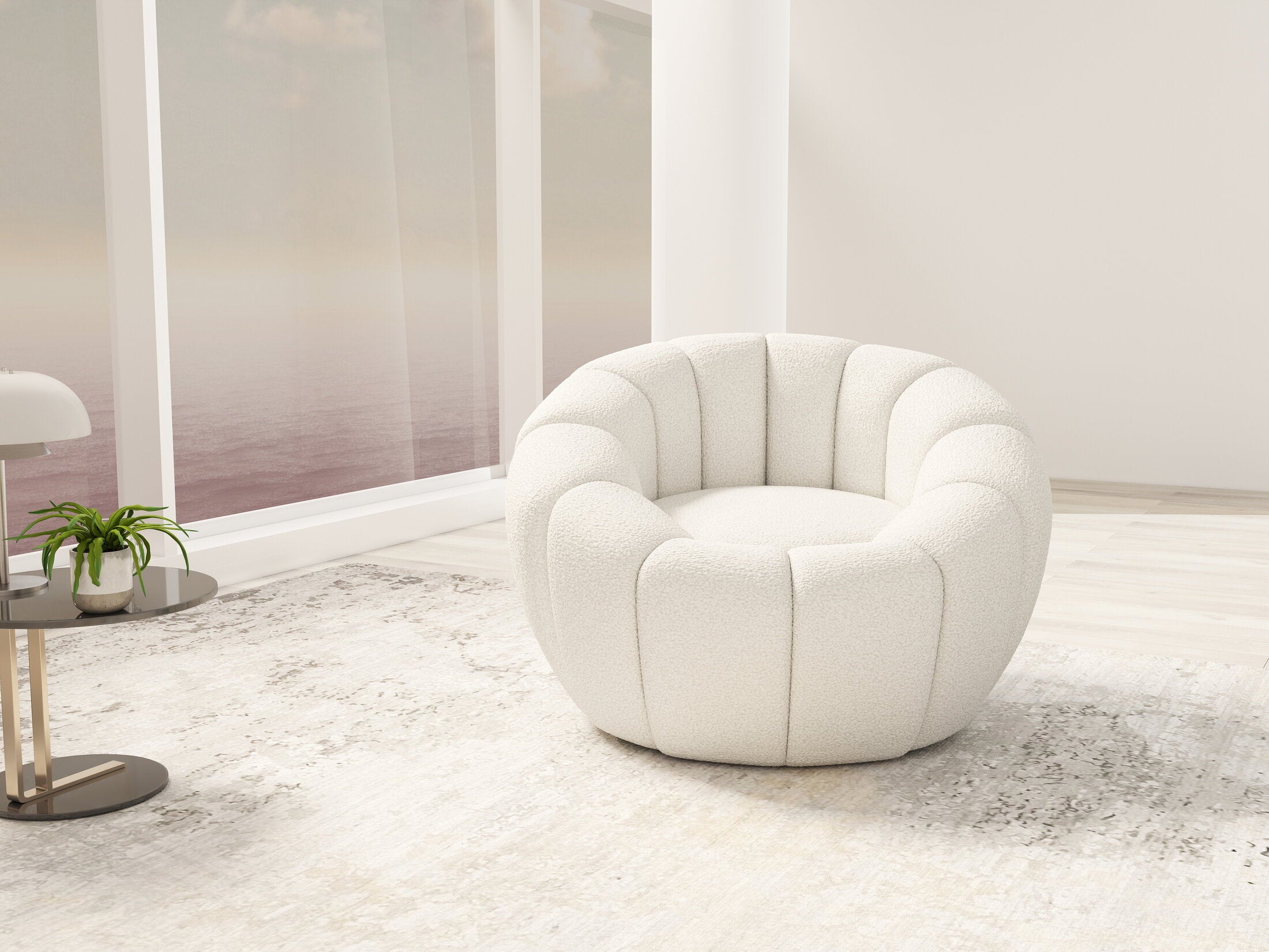 Fotoliu dumonde tapitat Bej modern Ravello 89x92cm