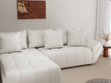 Colțar extensibil dumonde cu ladă de depozitare si sezut confortabil din spuma HR, Berlin Euphoria Alb 280x185 cm Fabrica