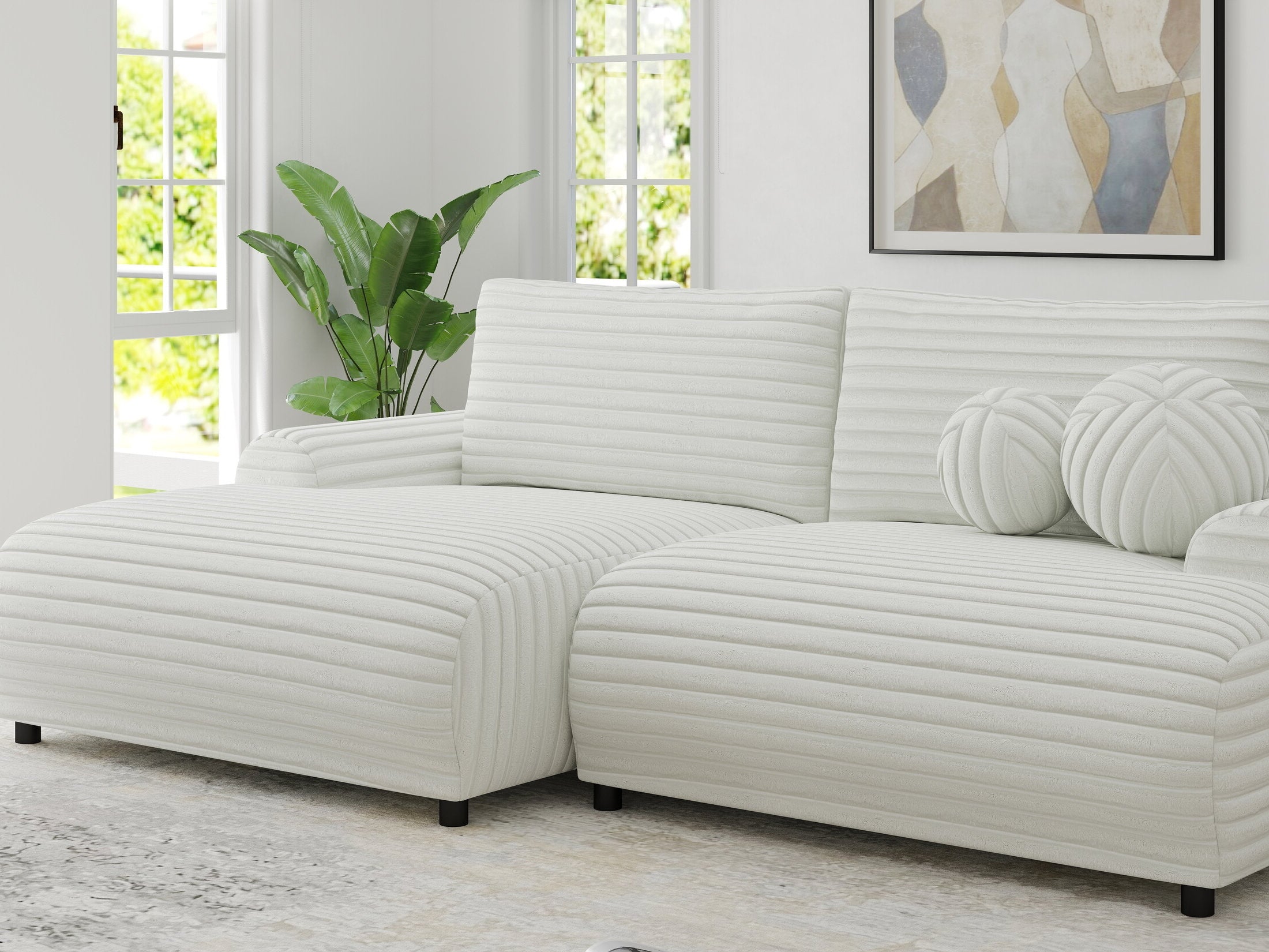 Colțar extensibil dumonde cu ladă de depozitare și șezut confortabil din spumă HR, Carlo Ambience Alb 240x145 cm