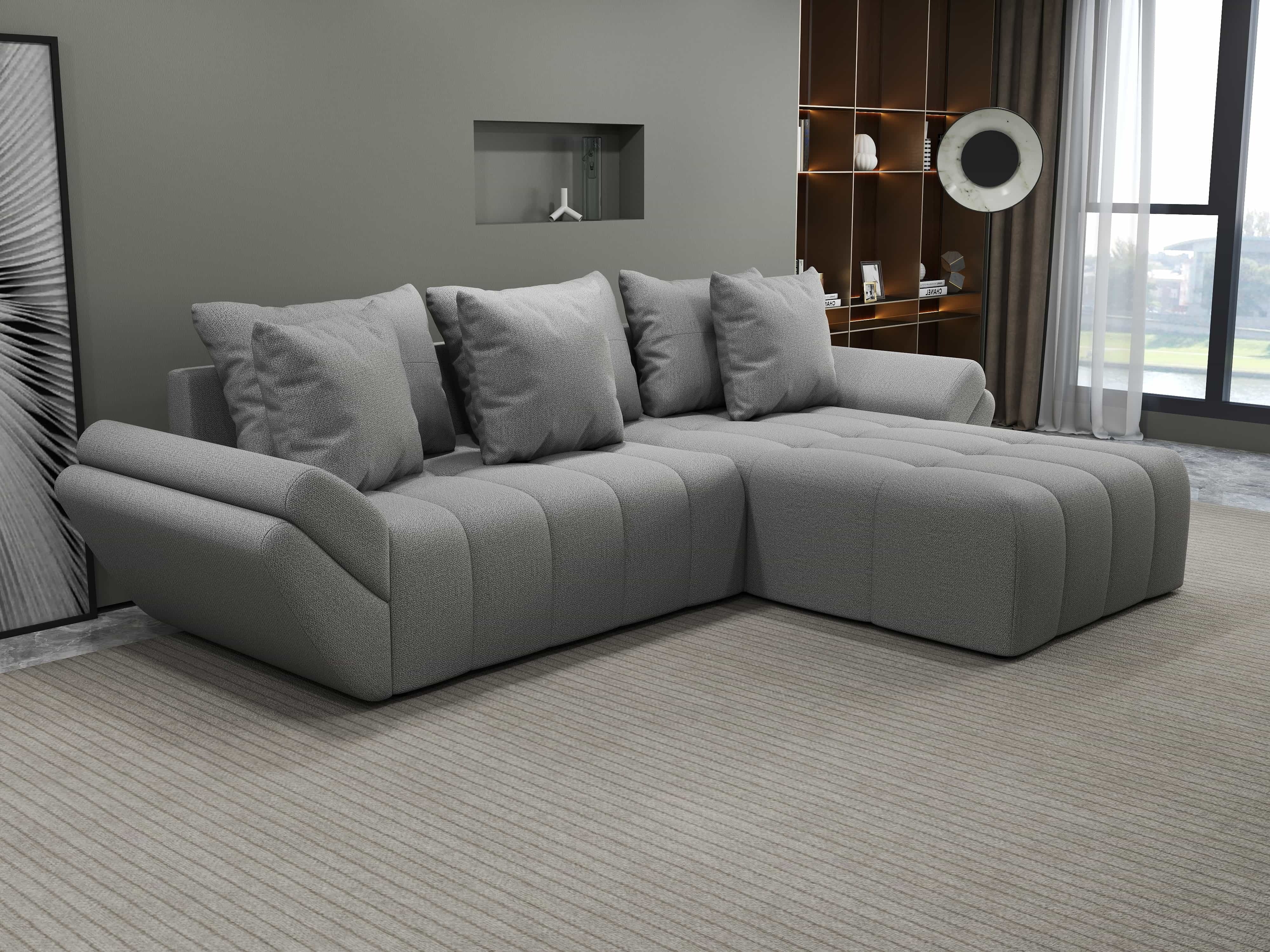 Colțar extensibil dumonde cu ladă de depozitare si sezut confortabil din spuma HR, Berlin Enjoy Gri 280x185 cm II Fabrica