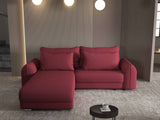 Colțar extensibil dumonde cu ladă de depozitare si sezut confortabil din spuma HR, Denver Enjoy Rosu 275x185 cm Fabrica