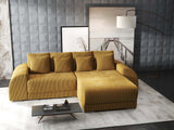 Colțar extensibil dumonde cu ladă de depozitare si sezut confortabil din spuma HR, Verona Zoom Mustar II 290x185 cm Fabrica