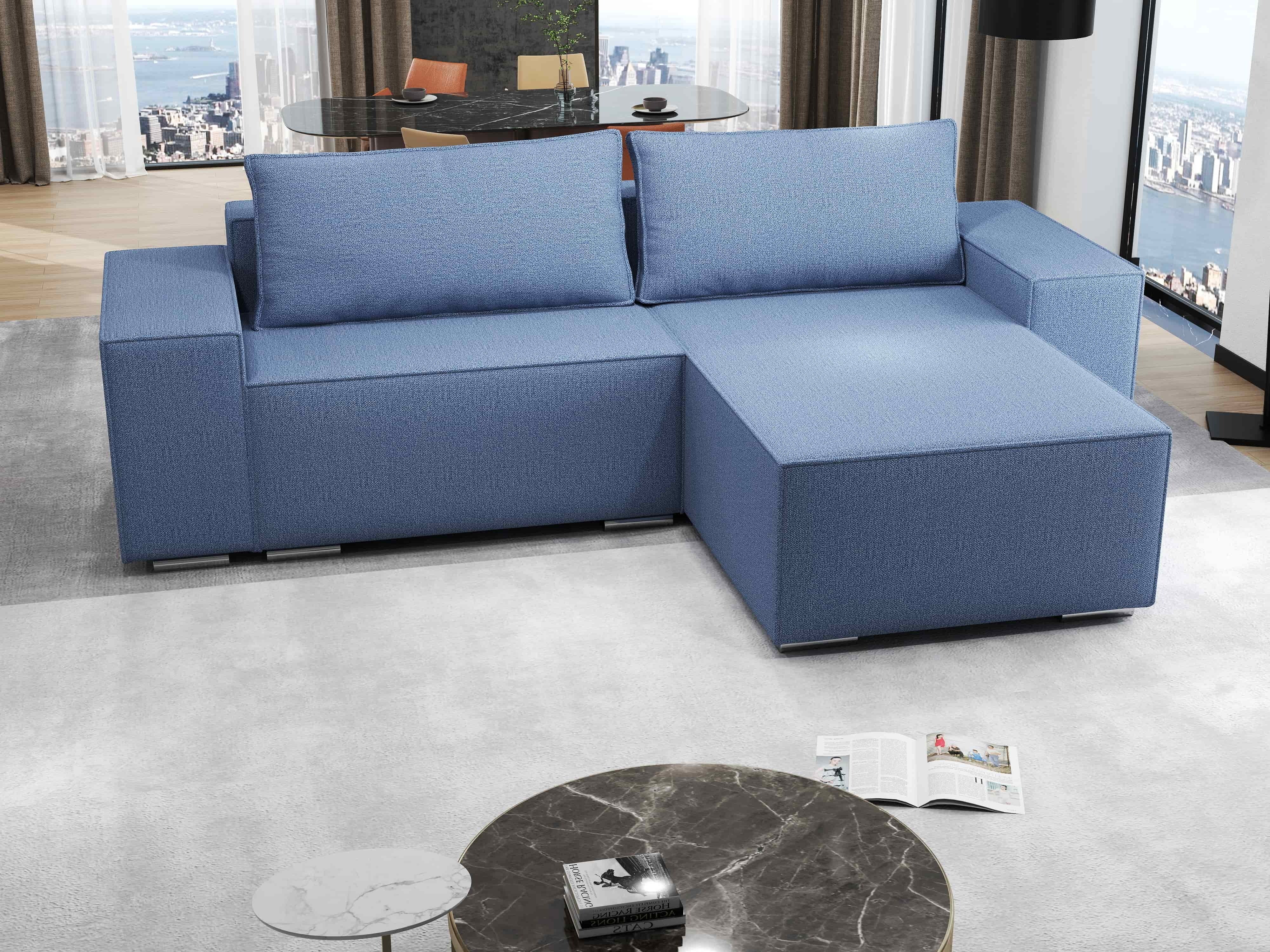 Colțar extensibil dumonde cu ladă de depozitare si sezut confortabil din spuma HR, Dream Enjoy Albastru 290x185 cm II Fabrica