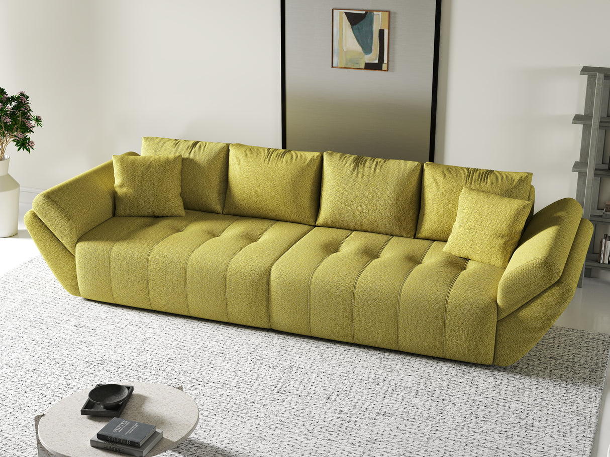 Canapea extensibilă dumonde cu ladă de depozitare si sezut confortabil din spuma HR, Berlin Green 300x100 cm