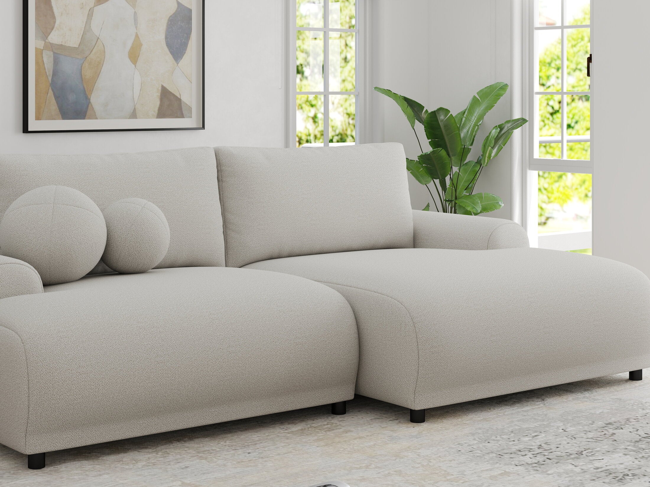 Colțar extensibil dumonde cu ladă de depozitare și șezut confortabil din spumă HR, Carlo Enjoy Bej 240x145 cm II