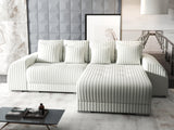 Colțar extensibil dumonde cu ladă de depozitare si sezut confortabil din spuma HR, Verona Ambience Alb II 290x185 cm Fabrica