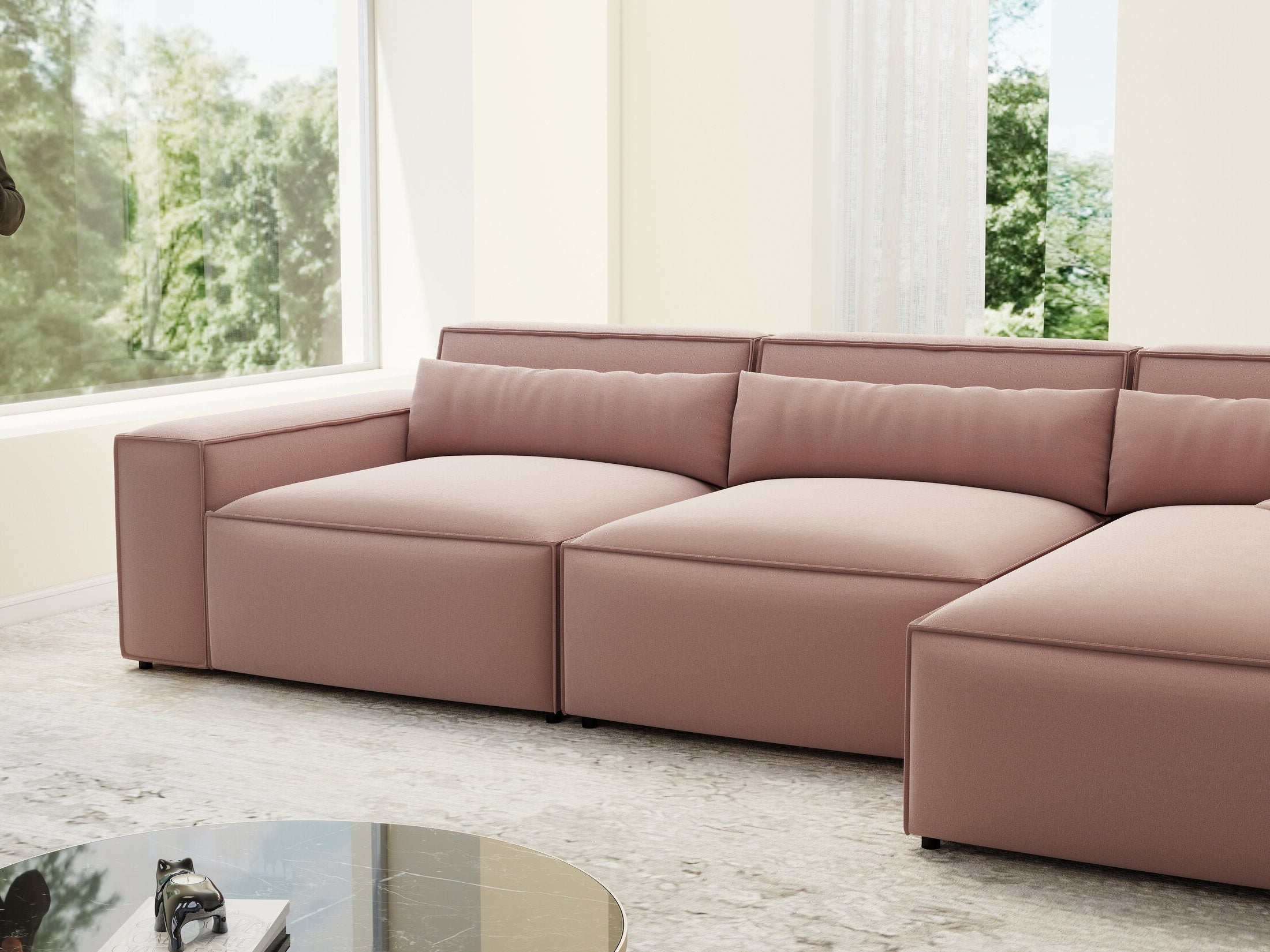 Colțar dumonde cu sezut confortabil din spuma HR, Marvelo XL Royal Roz 366x175 cm II