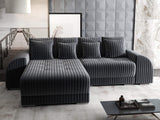 Colțar extensibil dumonde cu ladă de depozitare si sezut confortabil din spuma HR, Verona Ambience Gri 290x185 cm Fabrica