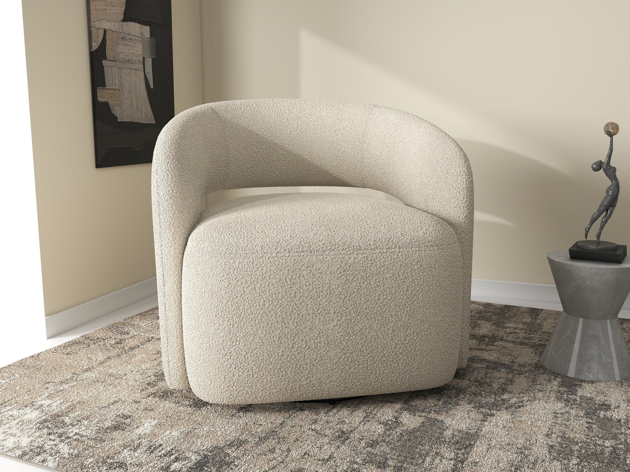 Fotoliu dumonde tapitat Bej modern Elvaro 77x83cm