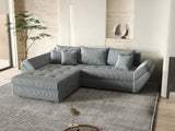 Colțar extensibil dumonde cu ladă de depozitare si sezut confortabil din spuma HR, Loana GREY MInt Zoom 270x185 cm Fabrica