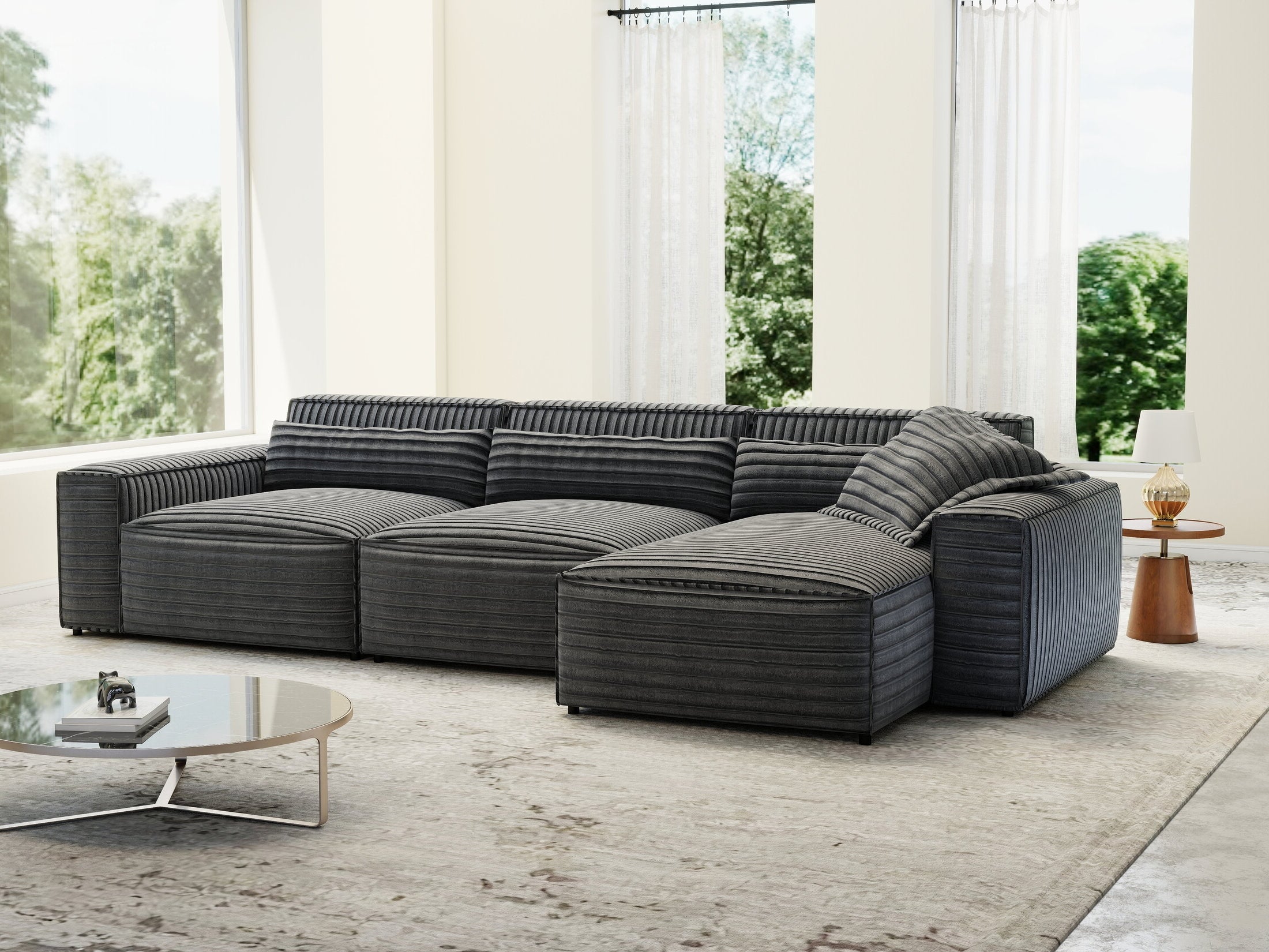 Colțar dumonde cu sezut confortabil din spuma HR, Marvelo XL Ambience Gri 366x175 cm II